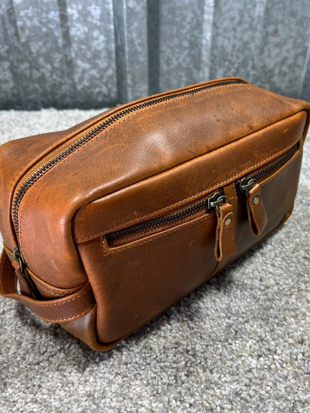 Brand New Genuine Leather Toiletry Bag for Men Women Shaving Kit Travel